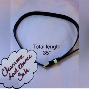 Nordstrom 35” Women’s Black Leather Belt with Gold Buckle